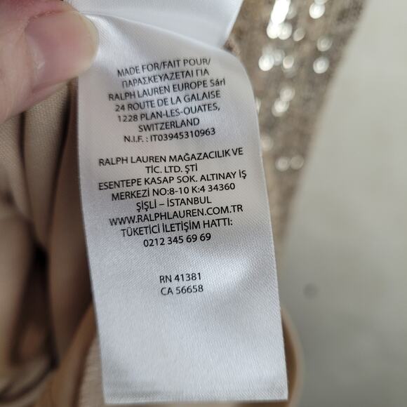 Lauren Ralph Lauren Bowen gold sequin long sleeve midi dress Size 4 glam fairy - Picture 9 of 12